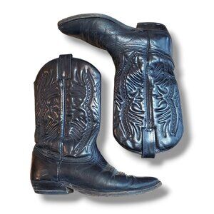 Vintage Pegabo Leather Cowboy Boots Black Size 7 us Womens